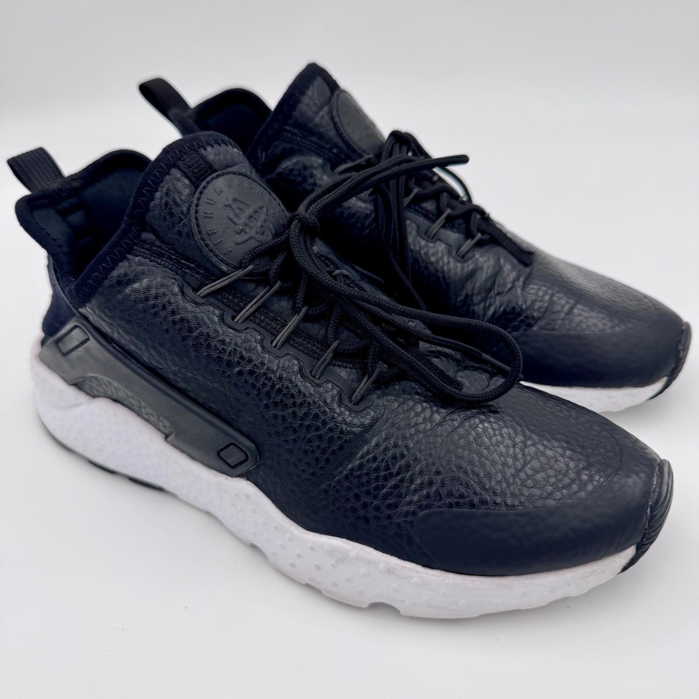 Nike Air Huarache Run Ultra Premium Black Leather Sneakers 859511-001 Womens 8